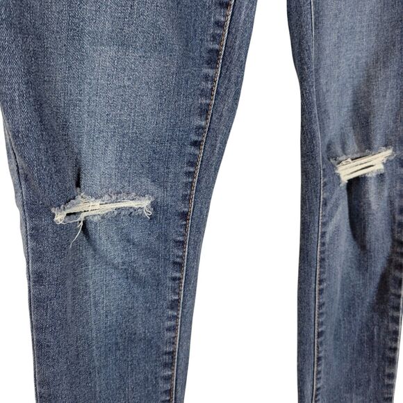 Tinseltown Womens Size 3 Blue Solid Knee Ripped Skinny Jeans - Picture 3 of 11